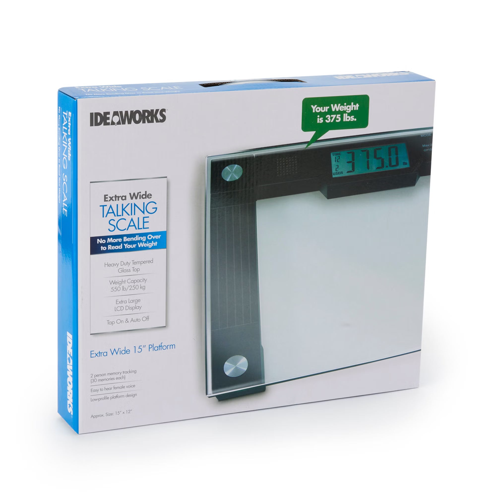 Extra Wide Talking Digital Scale with Glass Platform, 550lb Capacity