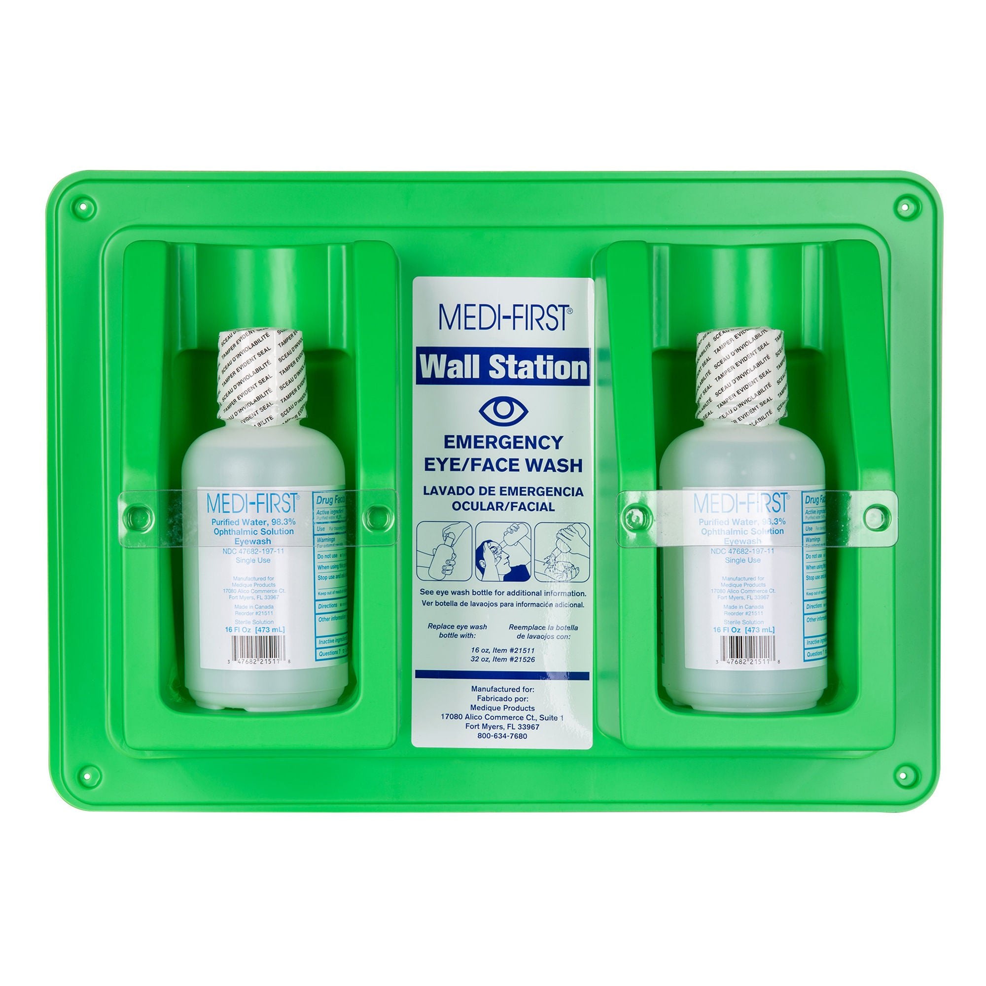 First Aid Eye Wash Wall Station Eye Wash 2 Bottles 16oz