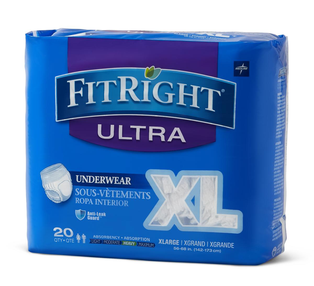 FitRight Ultra Protective Underwear, Ultra Absorbency, XL 56-68"
