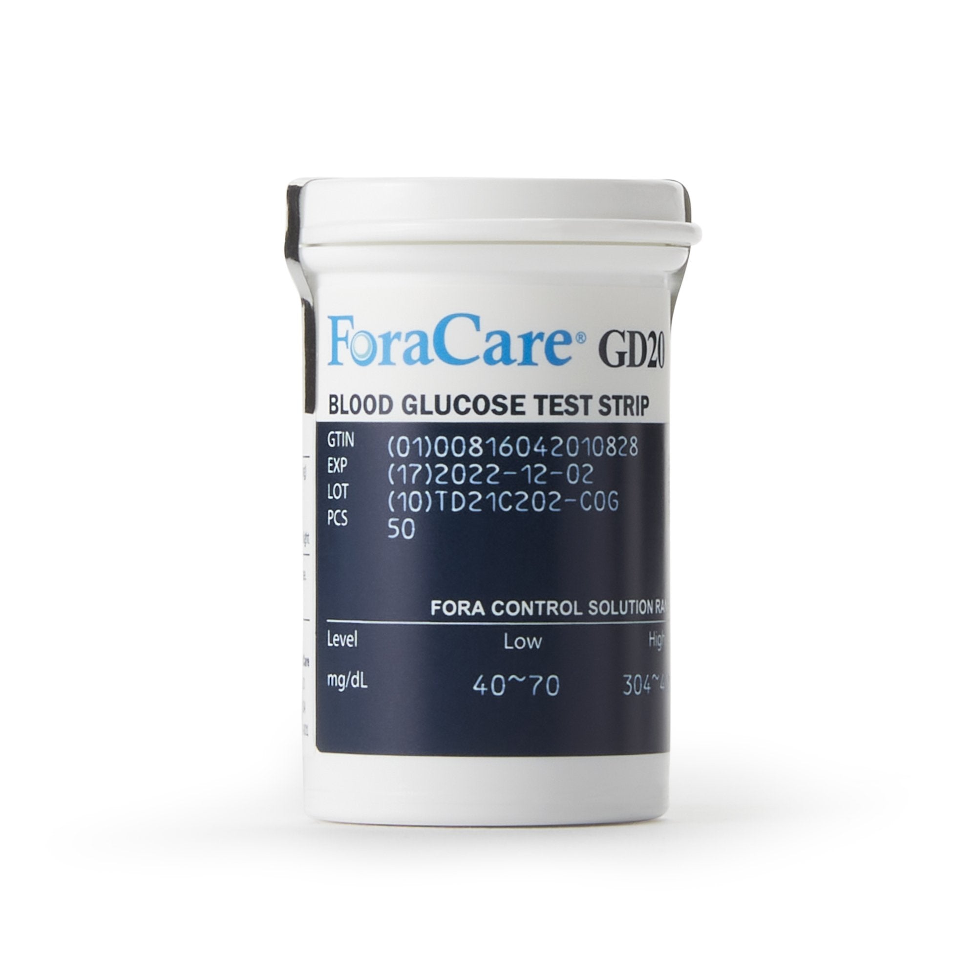 Fora V10/V12/D10/D20 Blood Glucose Test Strips, 50ct