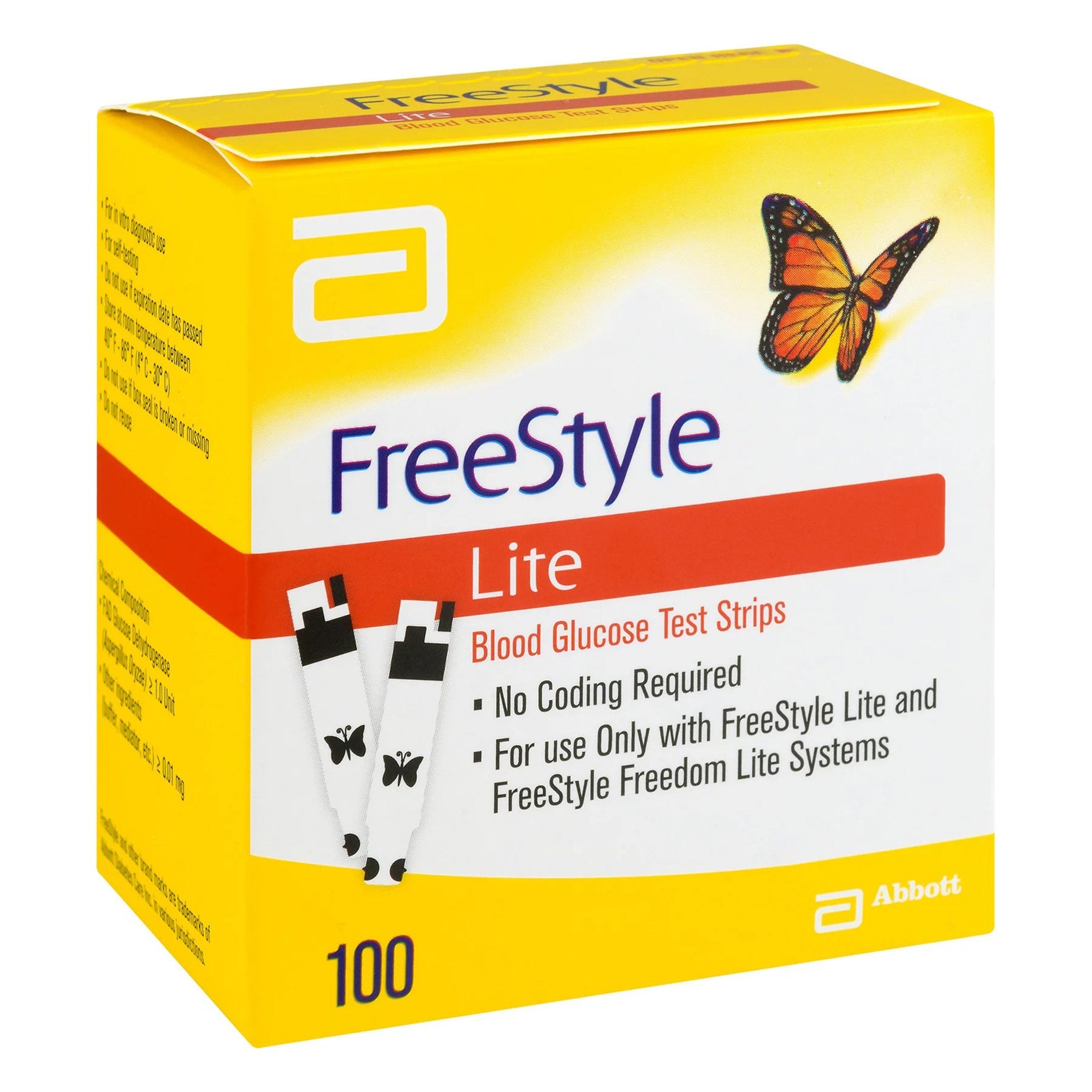 FreeStyle Lite Blood Glucose Test Strips, 100ct, Retail