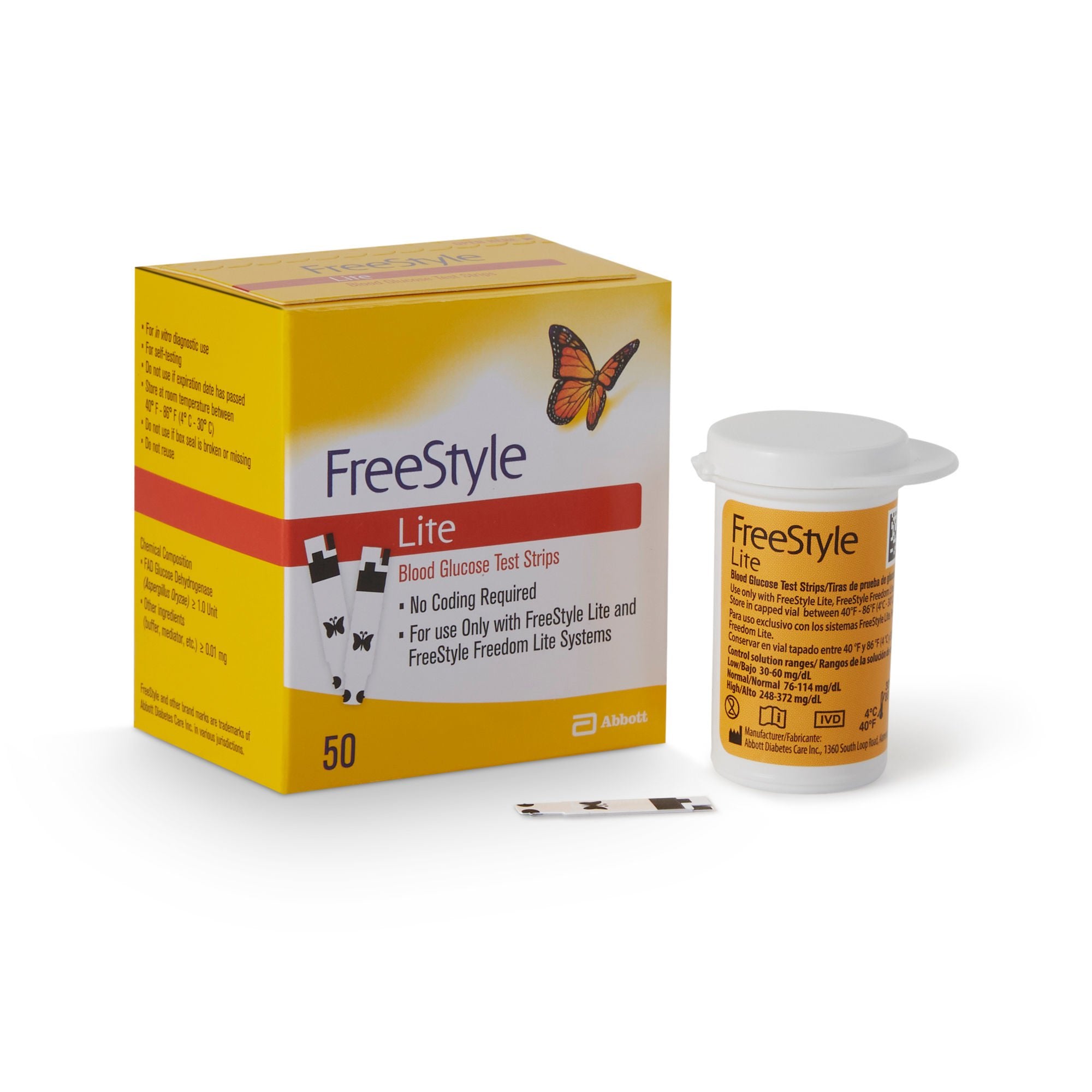 FreeStyle Lite Blood Glucose Test Strips, 50ct, NFRS