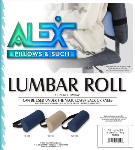 Full Lumbar Pillow Firm, Cotton/Poly Cover, One Size, Navy L1030