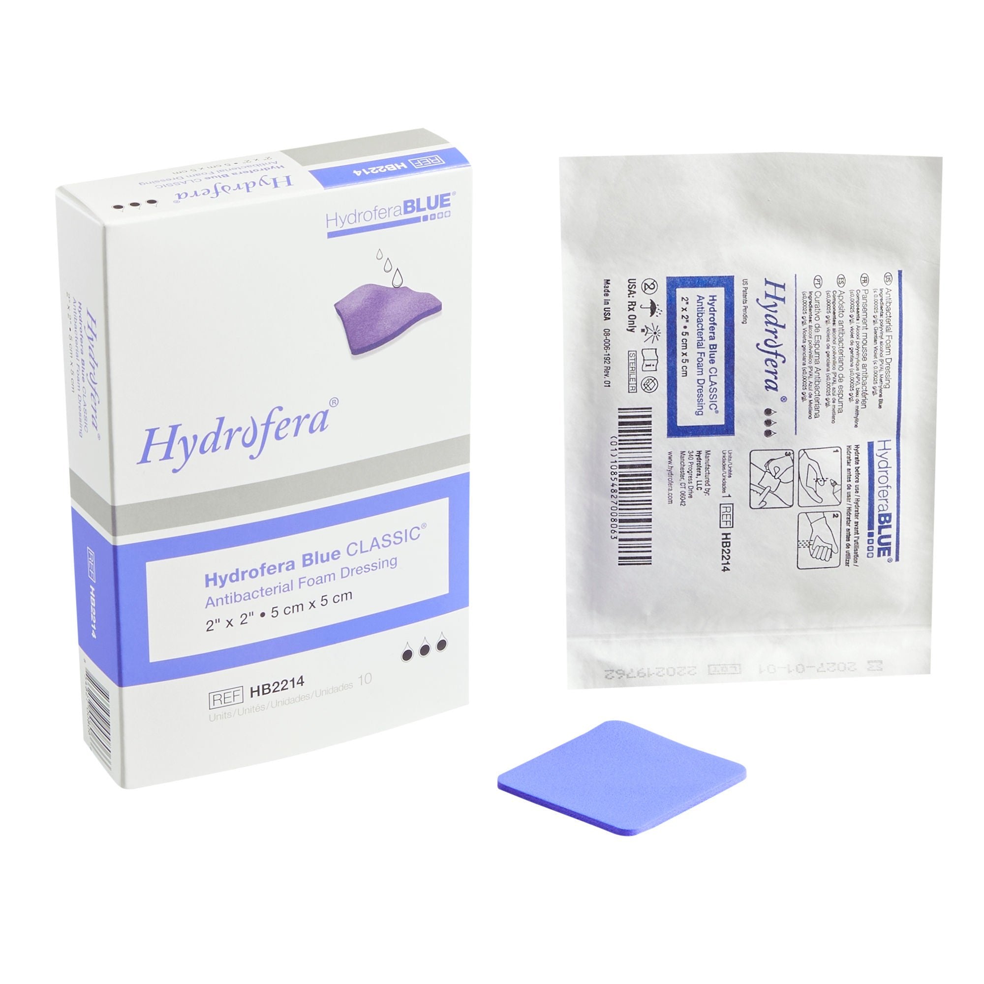 Hydrofera Blue Classic Antibacterial Foam dressing, 2" x 2"