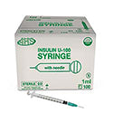 Insulin U-100 Syringe with Needle, 1cc, 29G x 1/2"