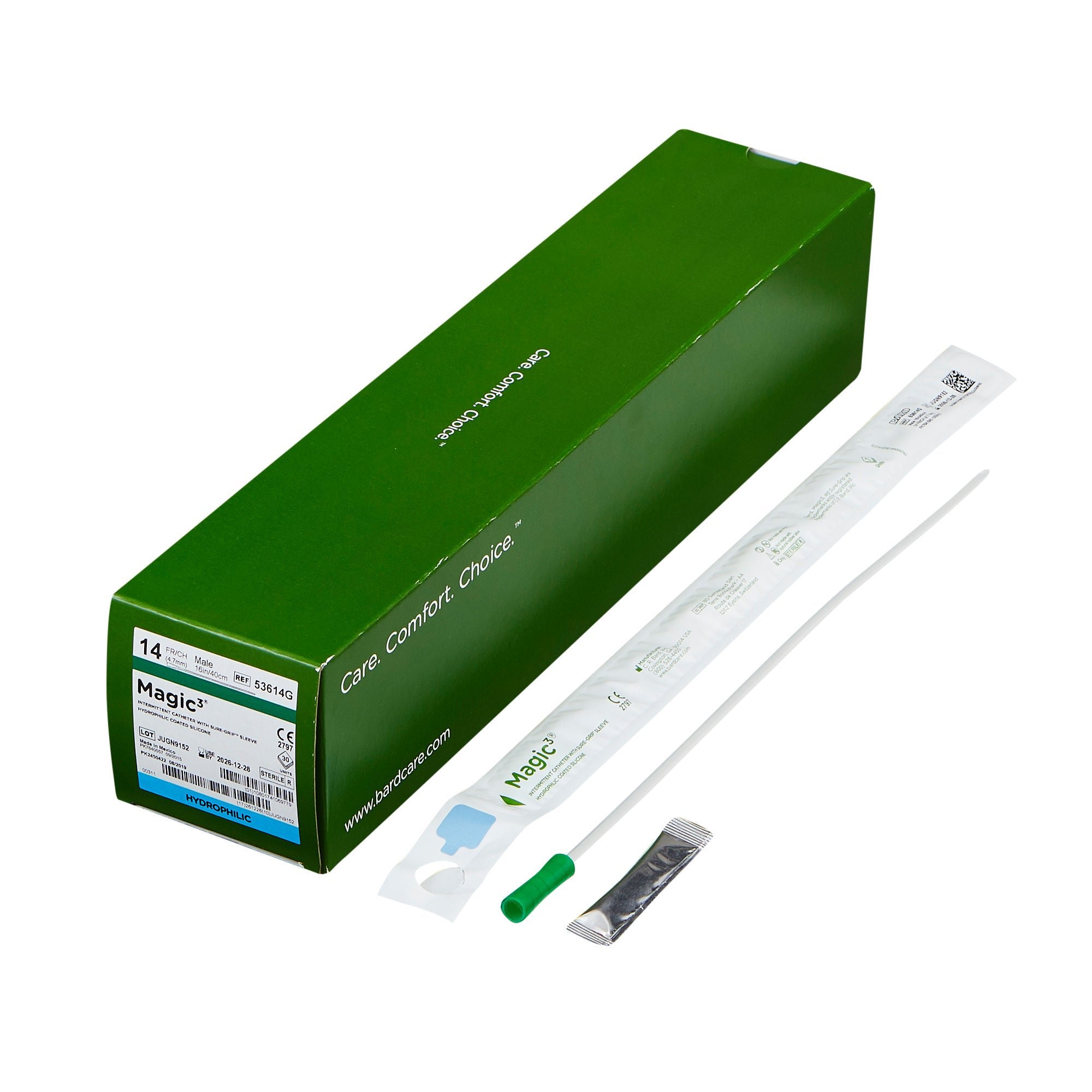 Magic3® Intermittent Catheter with Sure-Grip™, Hydrophilic Coated, Male, 16", 14Fr