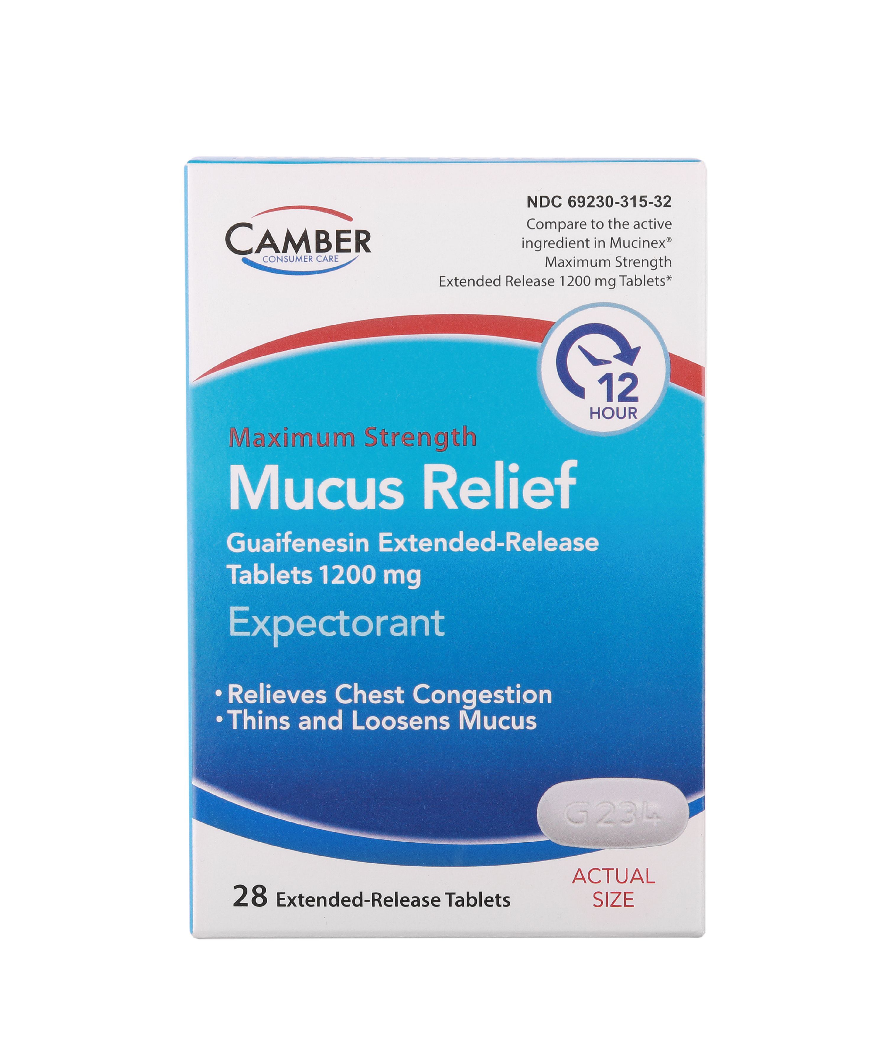 Maximum Strength Mucus Relief Guaifenesin Extended-Release Tablets, 1200mg 28/Box