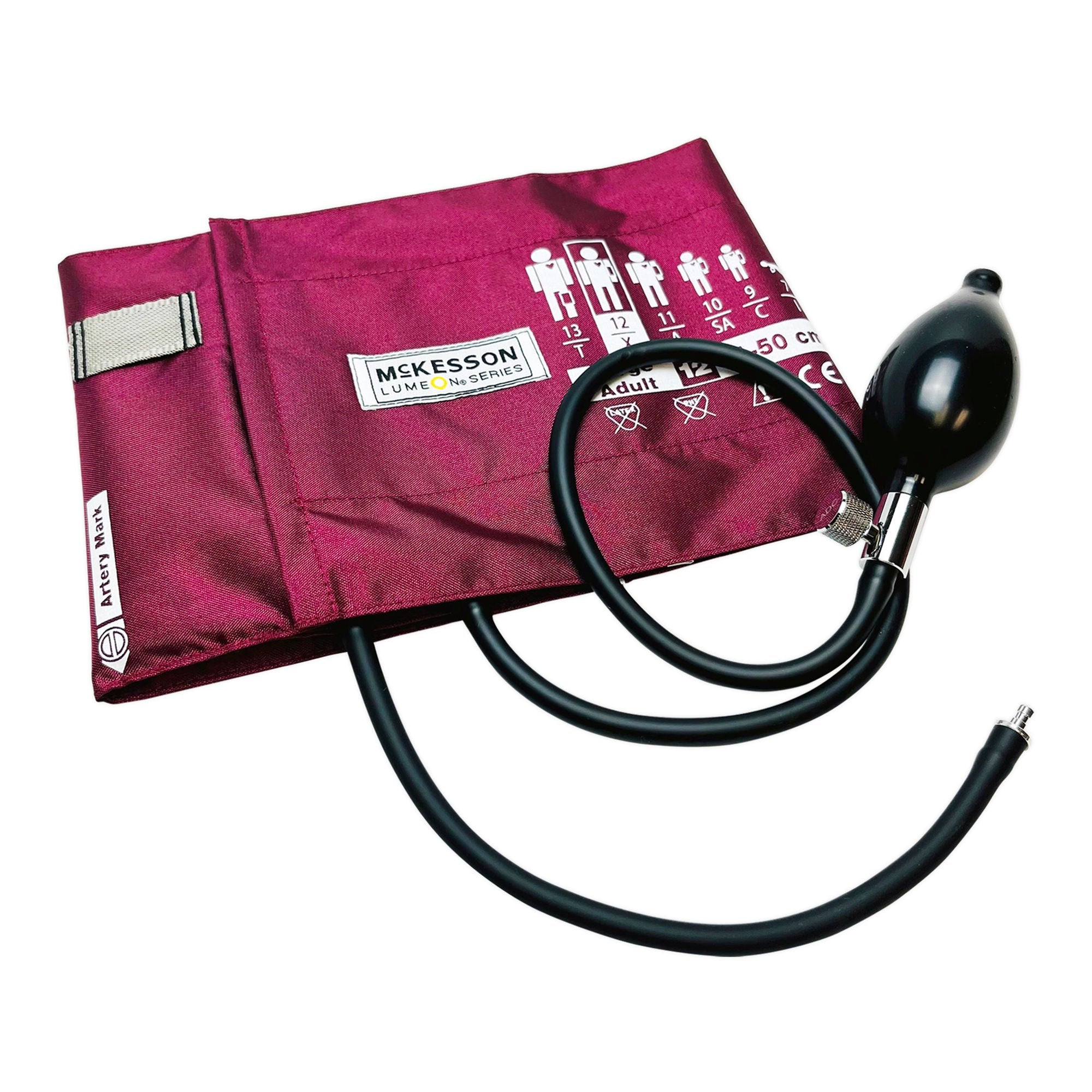 McKesson LUMEON™ Blood Pressure Cuff & Bulb, Large Adult 34-50 cm, Burgundy