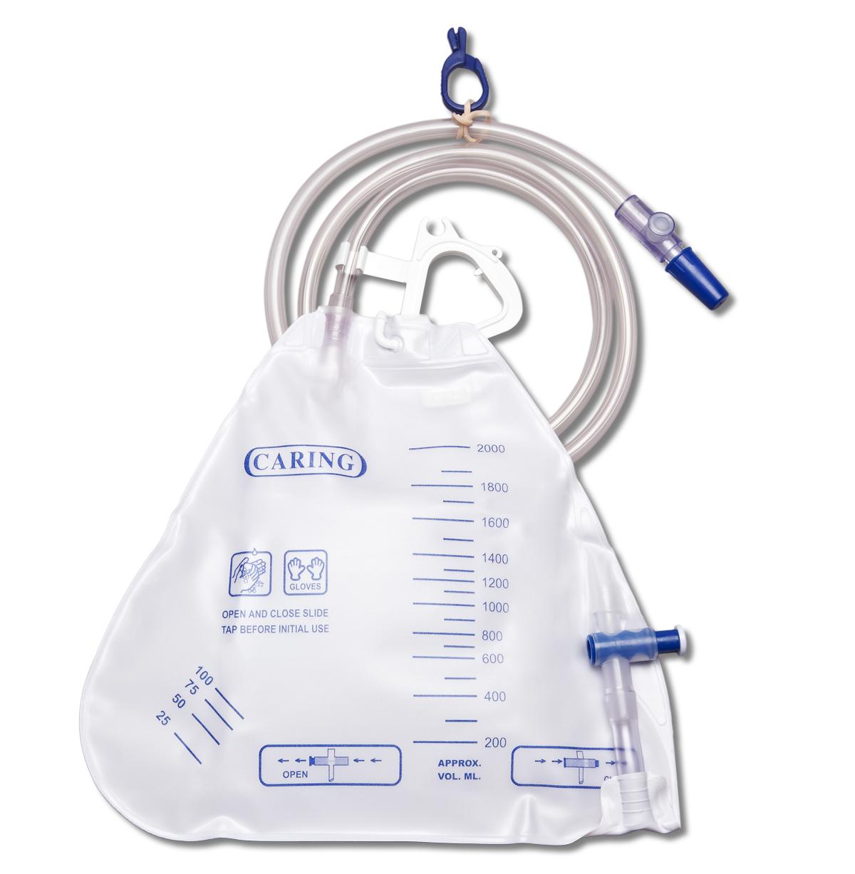 Medline Urinary Drain Bag w/Anti-Reflux Valve and Slide Tap, 2000mL