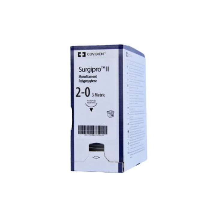 Medtronic Surgipro™ II Monofilament Polypropylene Suture, Reverse Cutting, 2-0, 18", Needle C-15