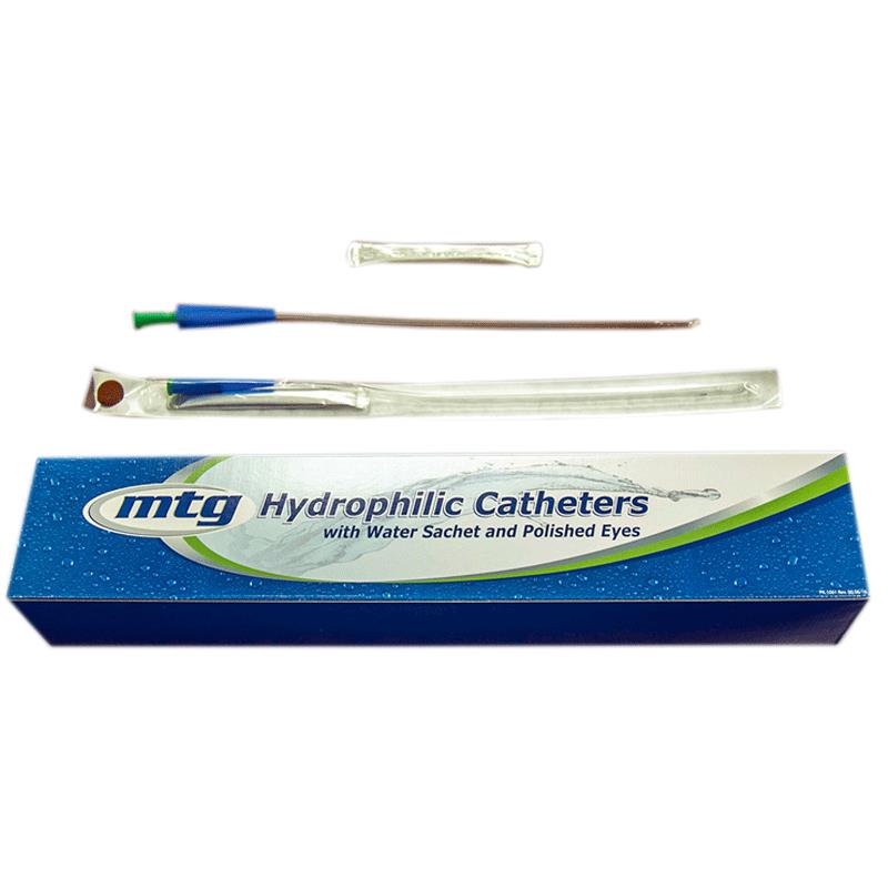 MTG Hydrophilic Intermittent Coude Vinyl Catheter, Pediatric, 8fr, 10"