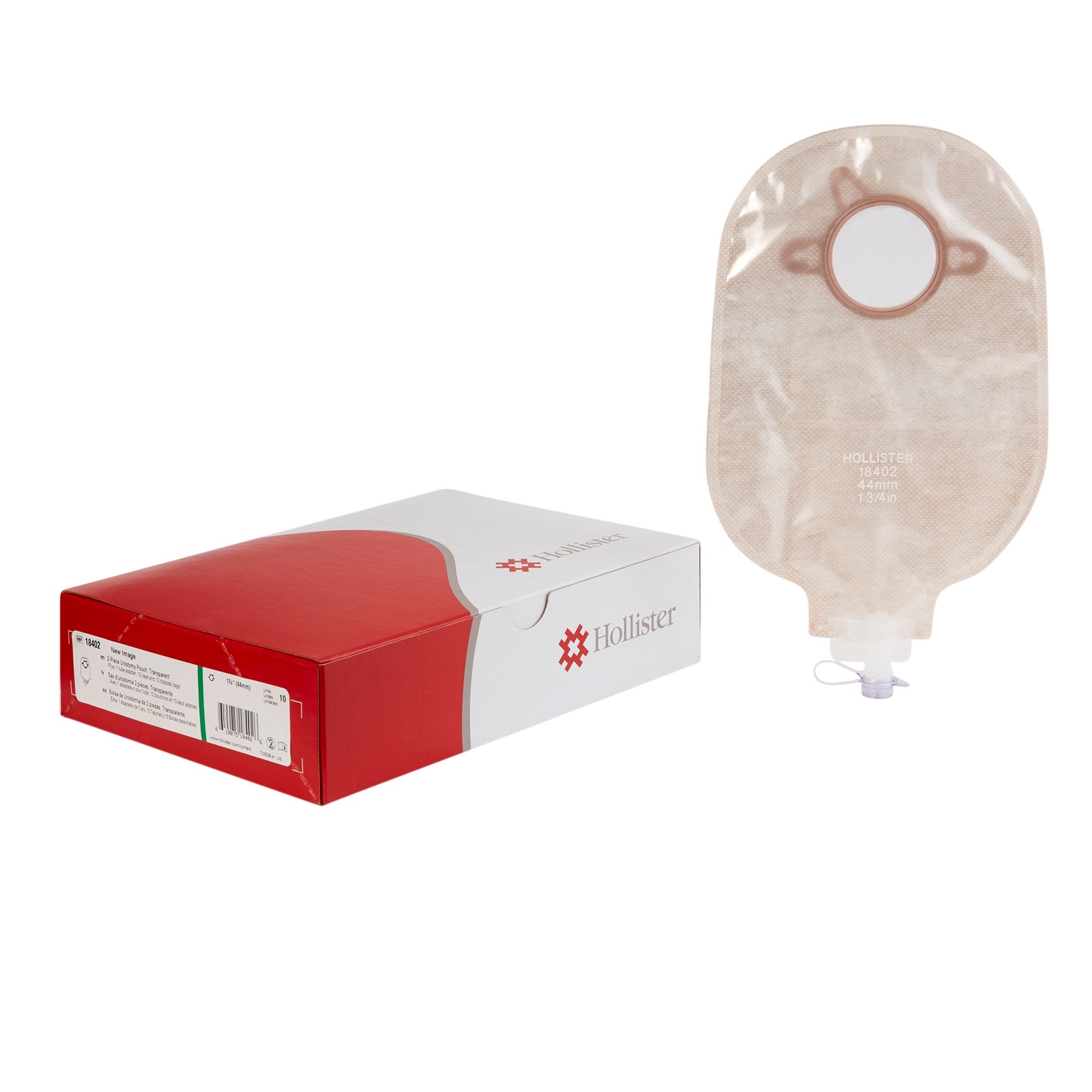 New Image 2-Piece Urostomy 9" Pouch with Tap, 1¾" Flange, Transparent
