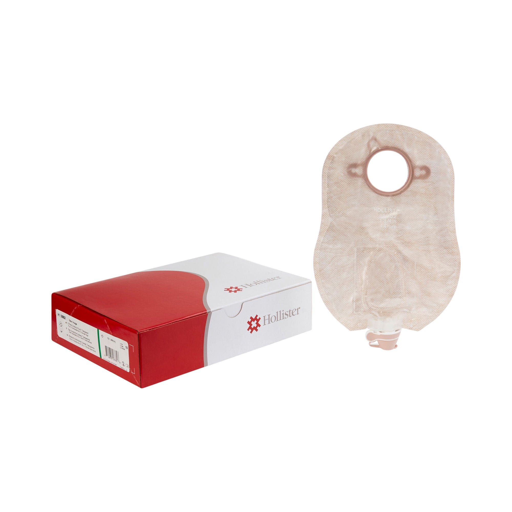 New Image 2-Piece Urostomy 9" Pouch with Tap, 1 ¾” Flange, Transparent (Upgraded Design Features: Multi-Chamber Design, Softer, Streamlined Tap, Drain Valve Indicator
