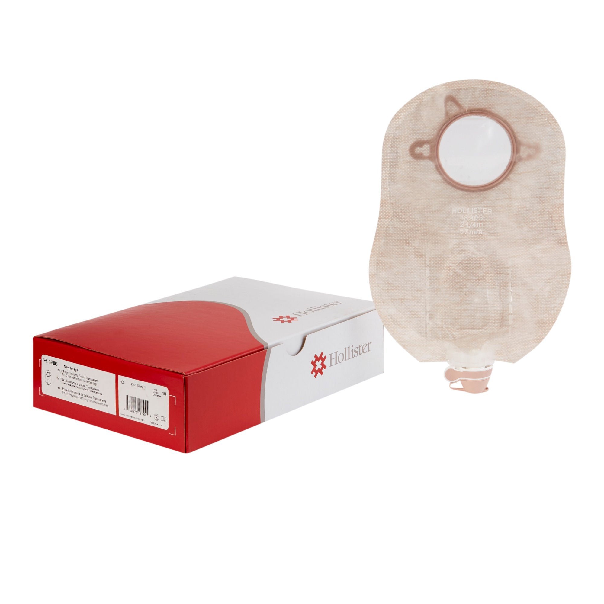 New Image 2-Piece Urostomy 9" Pouch with Tap, 2¼" Flange, Transparent (Upgraded Design Features: Multi-Chamber Design, Softer, Streamlined Tap, Drain Valve Indicator
