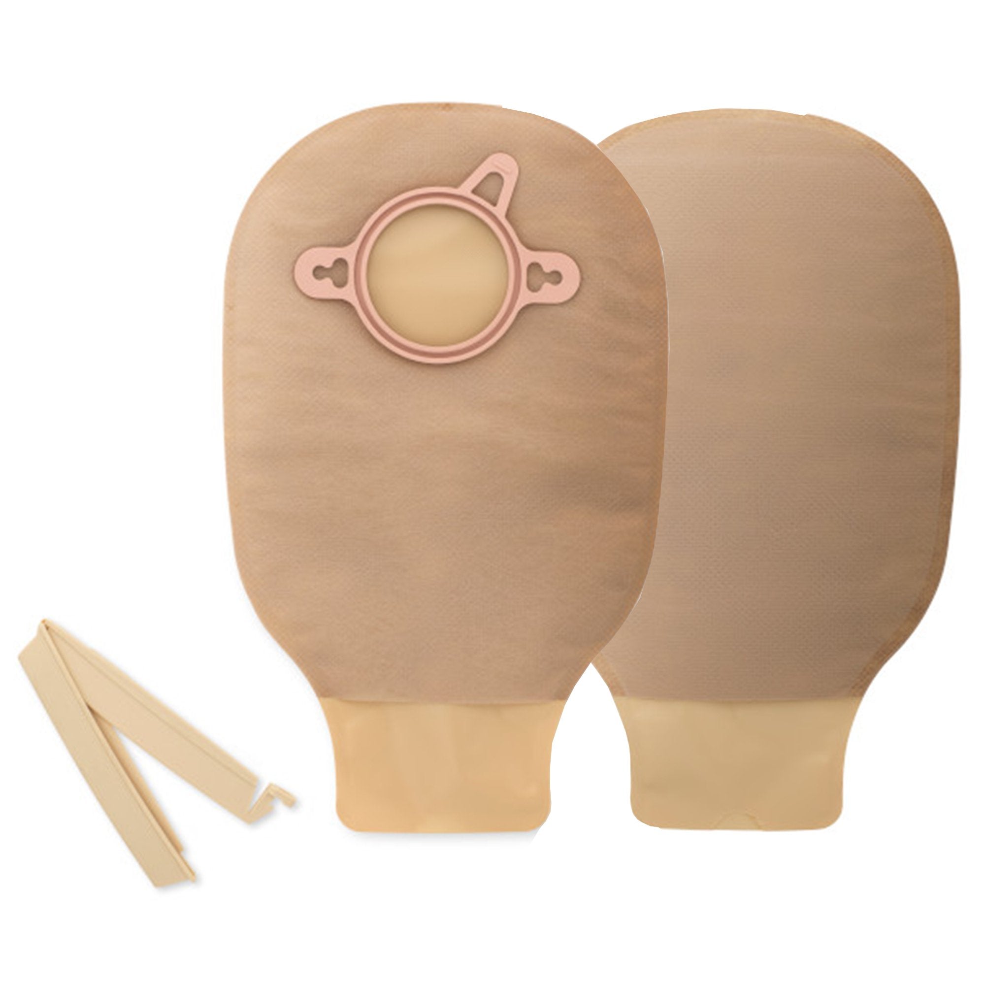 New Image 2pc Drainable 9" Mini Pouch, Clamp Closure, 1 3/4" Opening, Beige