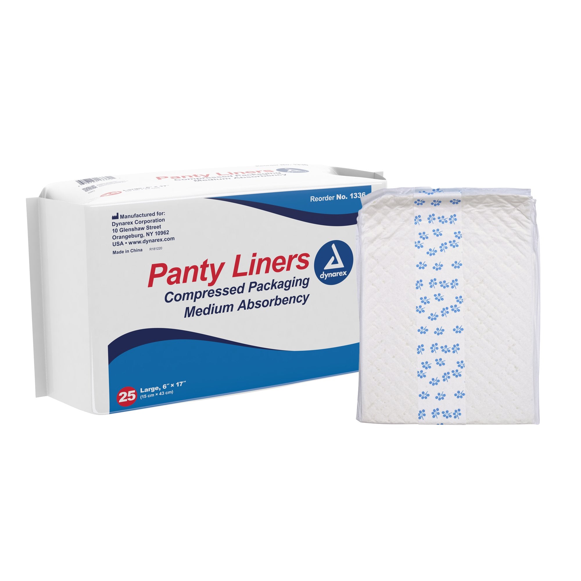 Panty Liners with Adhesive Tab, 6" × 17"