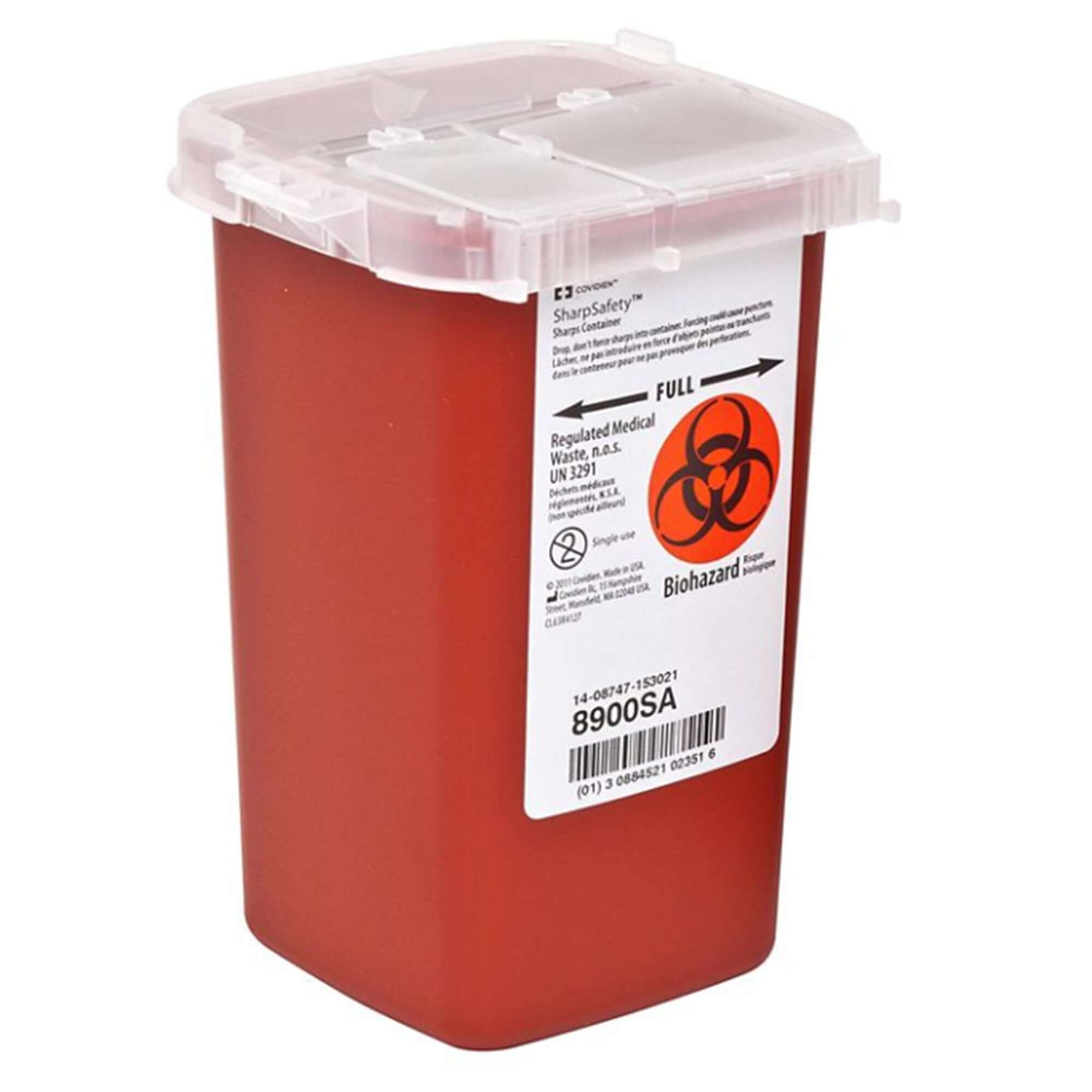 Phlebotomy Sharps Container, 1 Quart, Red