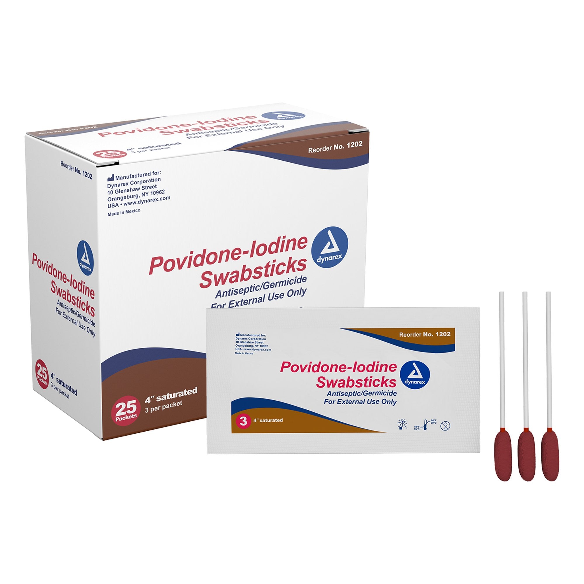 Povidone-Iodine (PVP) Swabsticks, 3 per packet