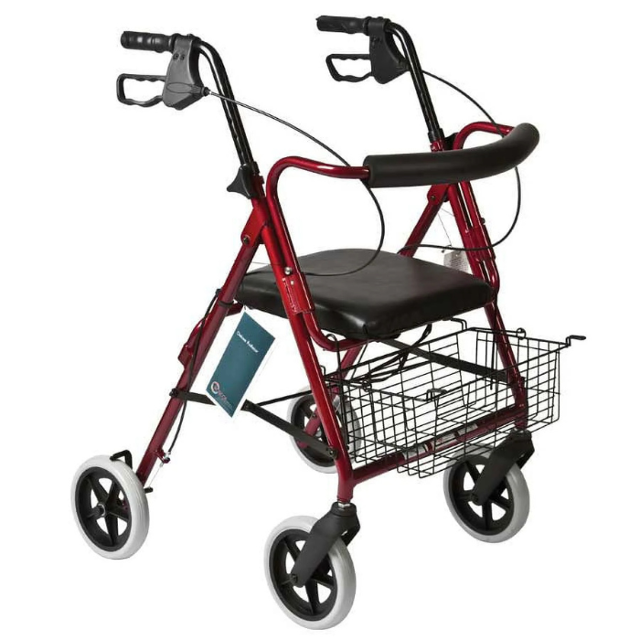Roscoe Deluxe Rollator with Padded Seat and 8" Wheels, Burgundy