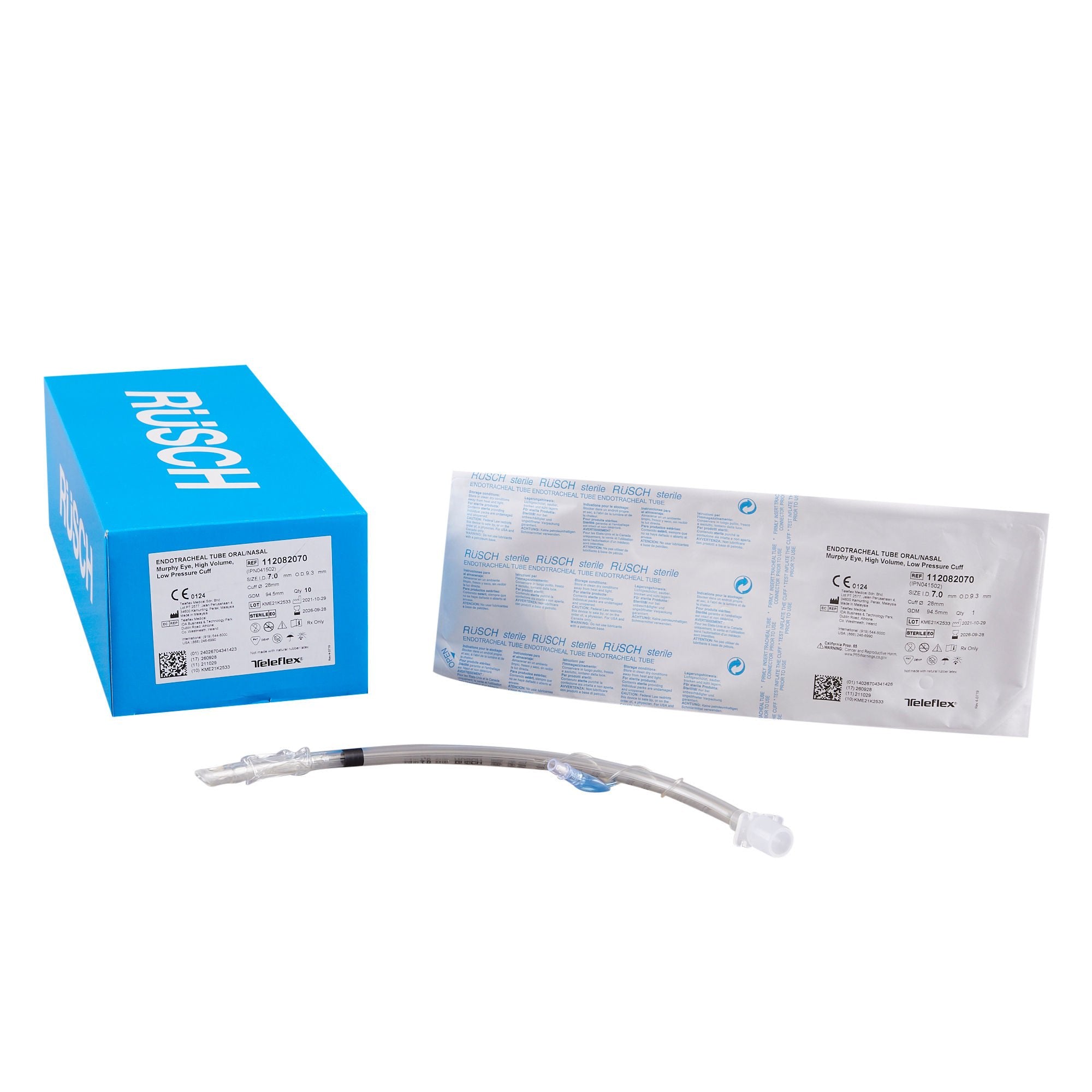 Rusch® Safety Clear® Murphy Eye Cuffed ETT, 7mm