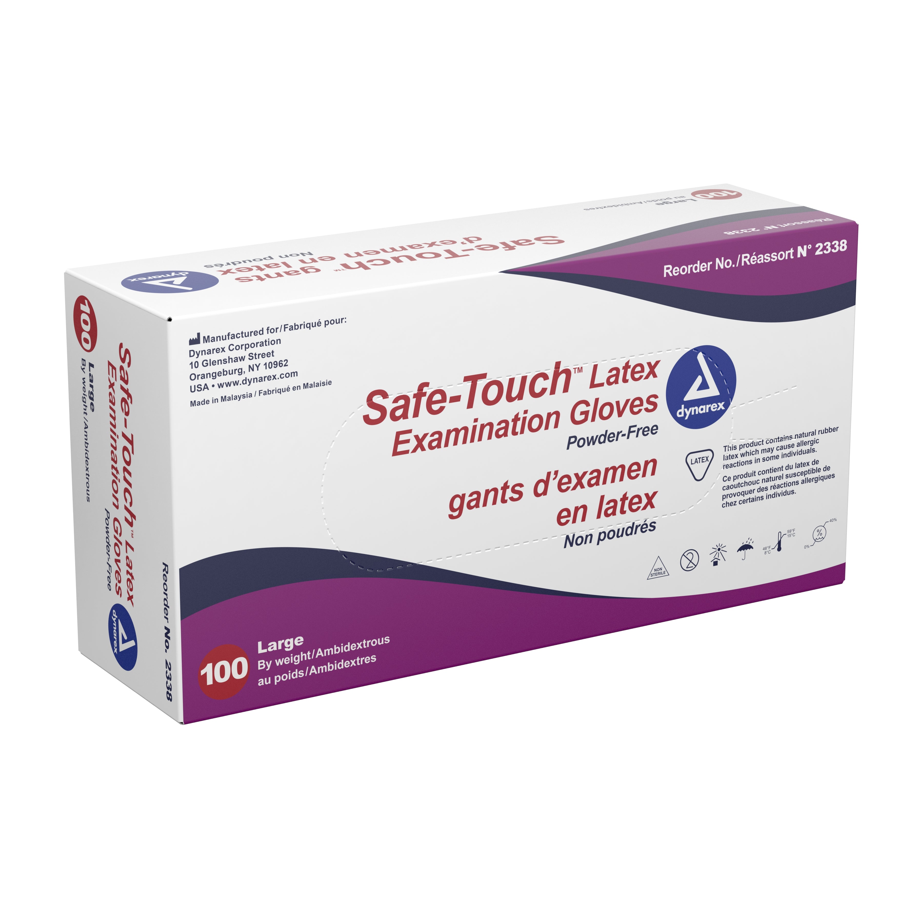 Safe-Touch® Latex Exam Gloves, Powder-Free, Large