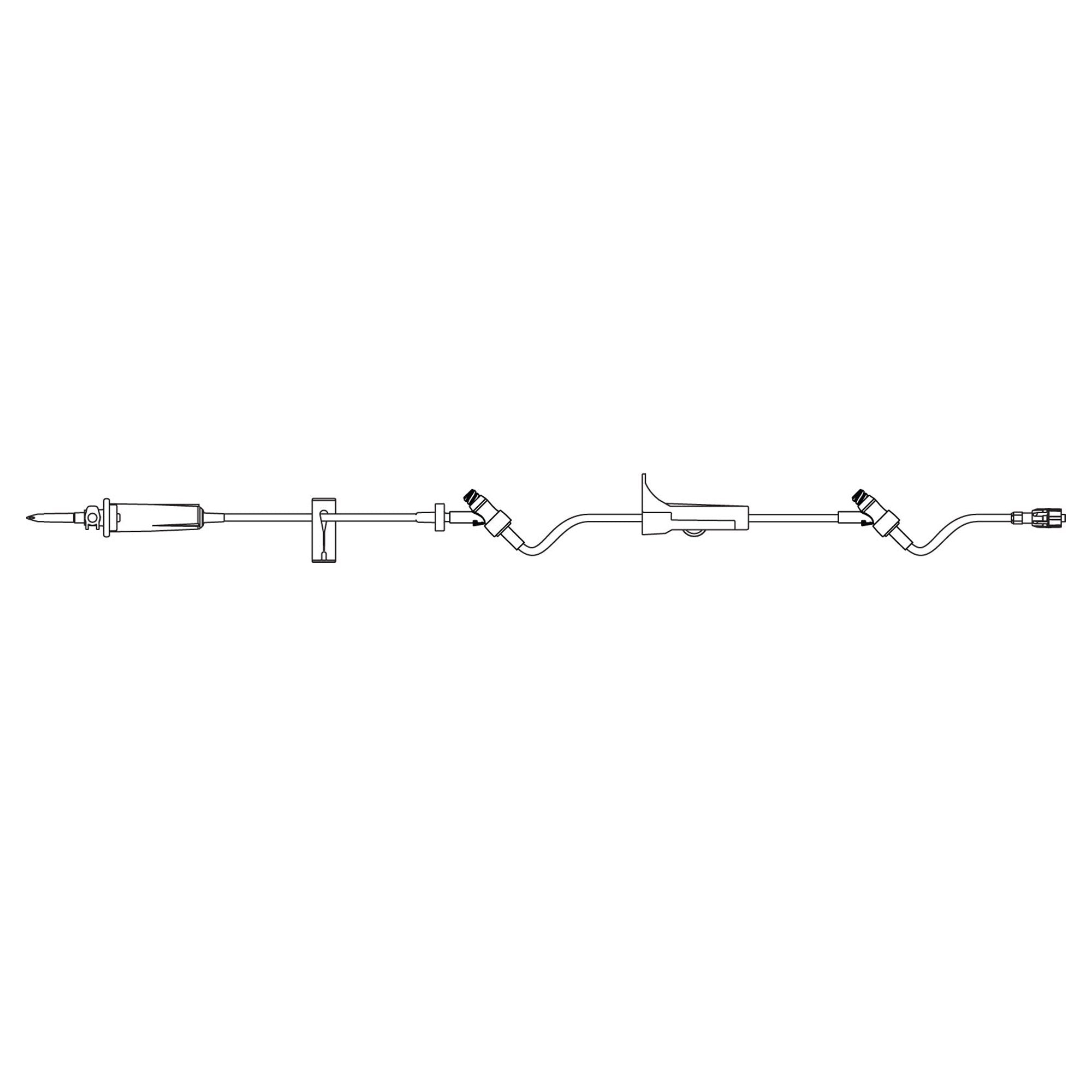 SafeDAY™ IV Administration Set, 15 drops/ml, Priming Volume: 18.5mL, 106" L, Universal Spike, Roller & Side Clamp, Needle Free Access Points 87" & 14" Above Distal End
