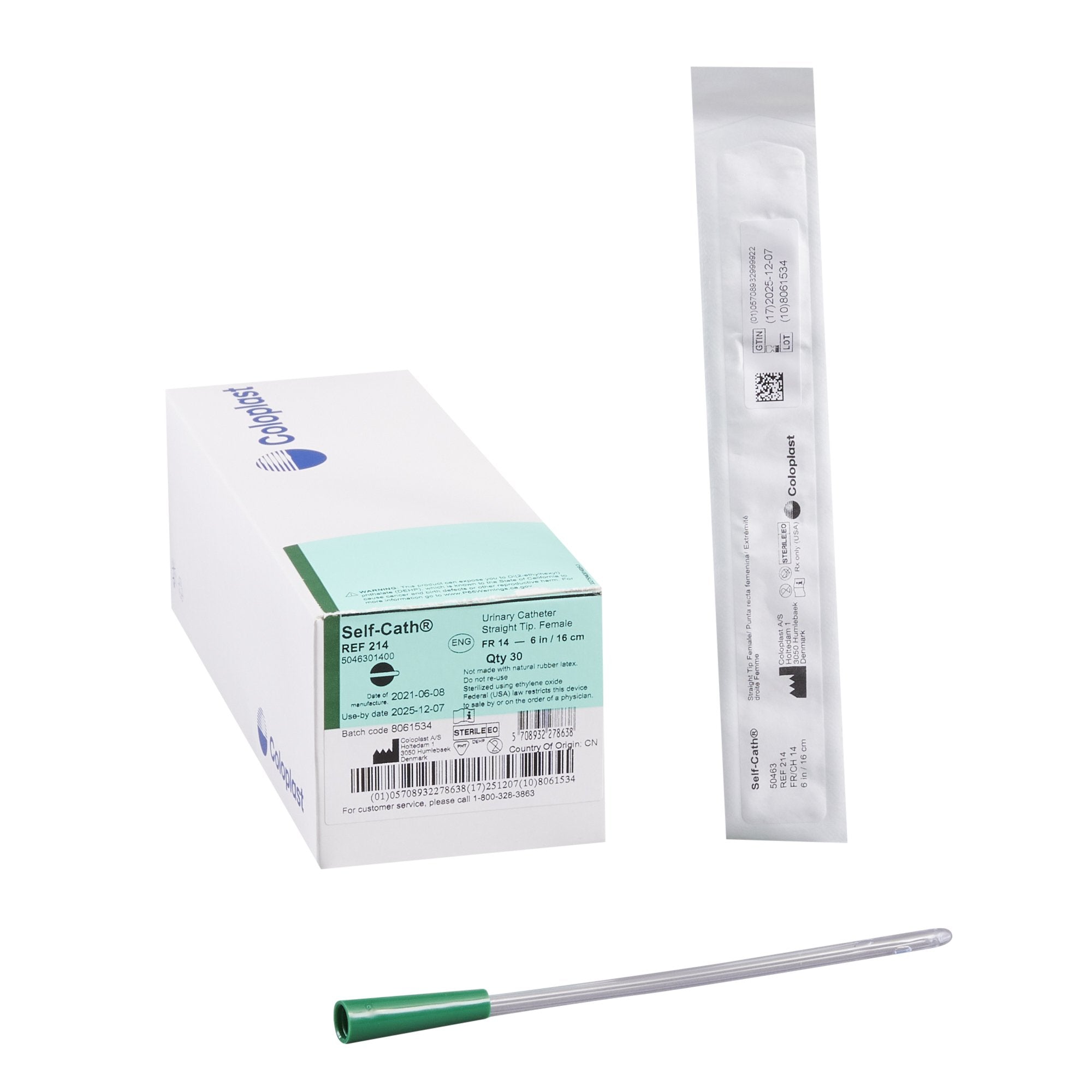 Self-Cath® Female, Straight Tip, Funnel End, 6", 14Fr