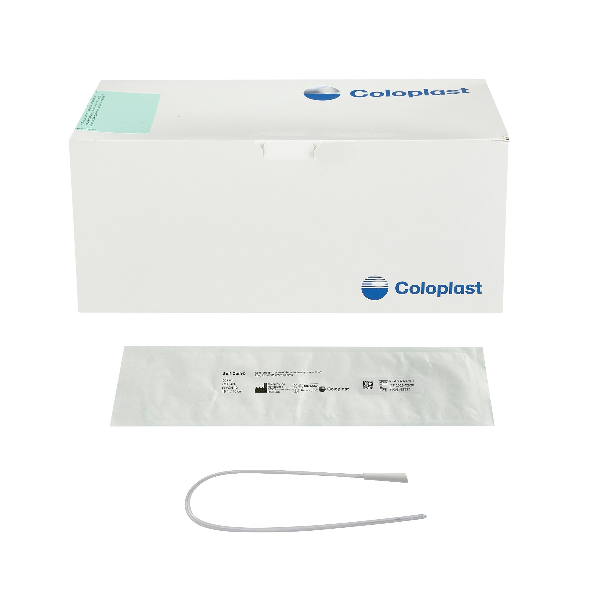 Self-Cath® Straight Tip, Funnel End, Curved Packaging, 16", 12Fr