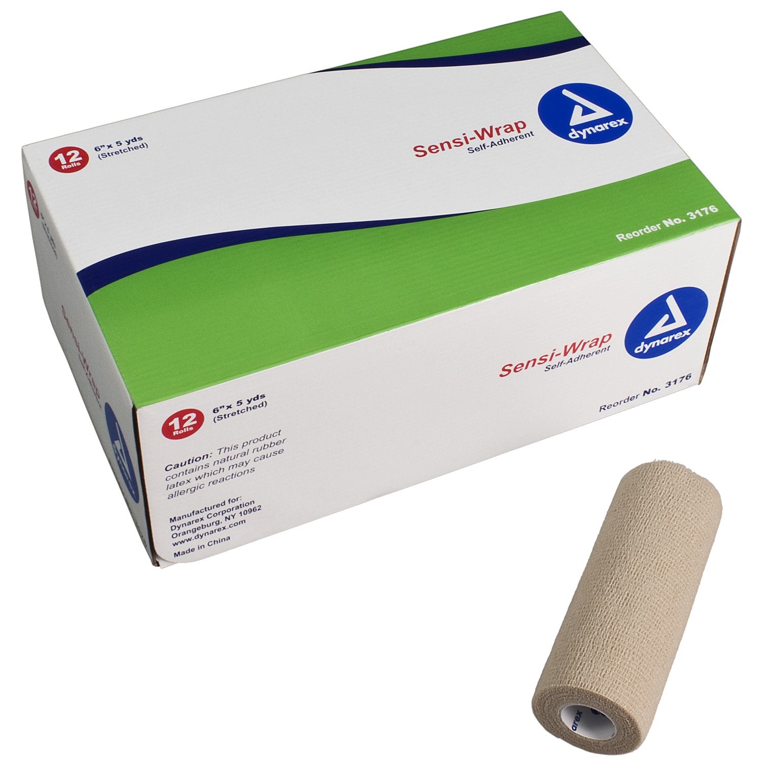 Sensi-Wrap Self-Adherent Bandage Rolls, 6" × 5 yds., Tan