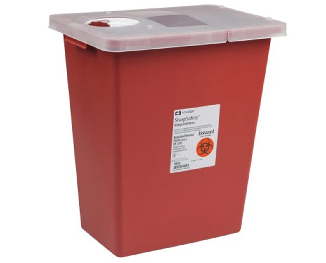 SharpSafety™ Sharps Container with Hinged Lid, 8 Gallon, Red