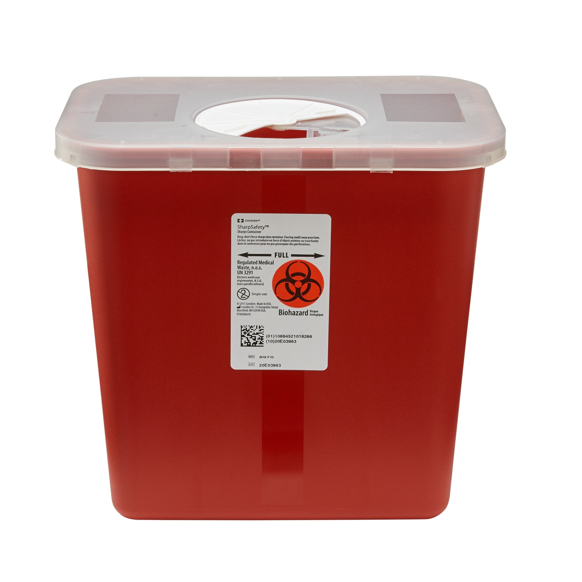SharpSafety™ Sharps Container with Rotor Lid, 2 Gallon, Red