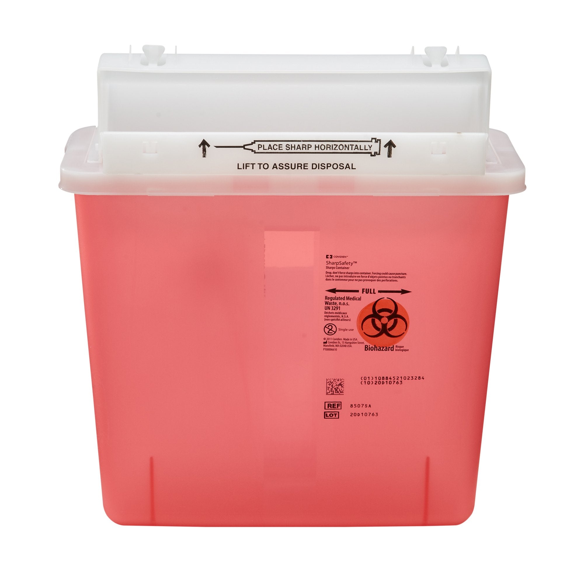 Sharpstar™ In Room Sharps Container w/Counterbalance Door, 5qt, Red, 12 1/2"H x 5 1/2"D x 10 3/4"W