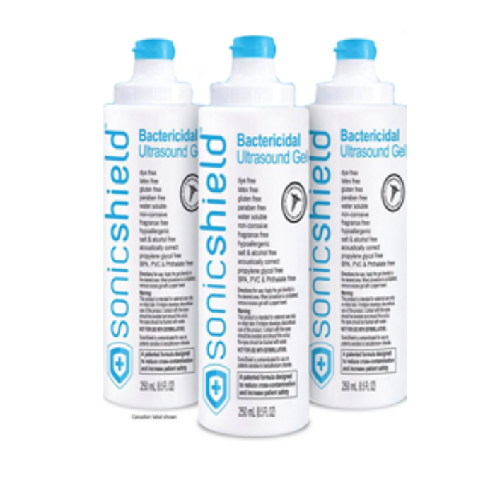 SonicShield® Antimicrobial Ultrasound Gel, 250ml Bottle Flip Top Cap w/ seal
