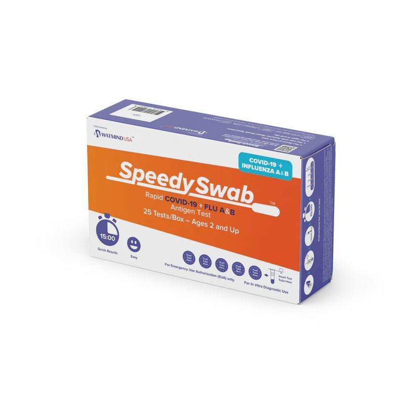 SpeedySwab¬™ Rapid COVID-19 + Flu A&B Antigen Test | 25 Tests (POC)