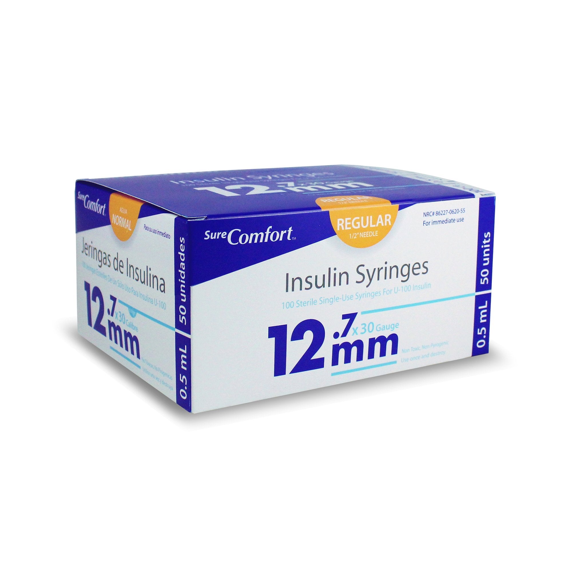 SureComfort™ Insulin Syringes, 1/2cc, 30G x 1/2" (S8490)