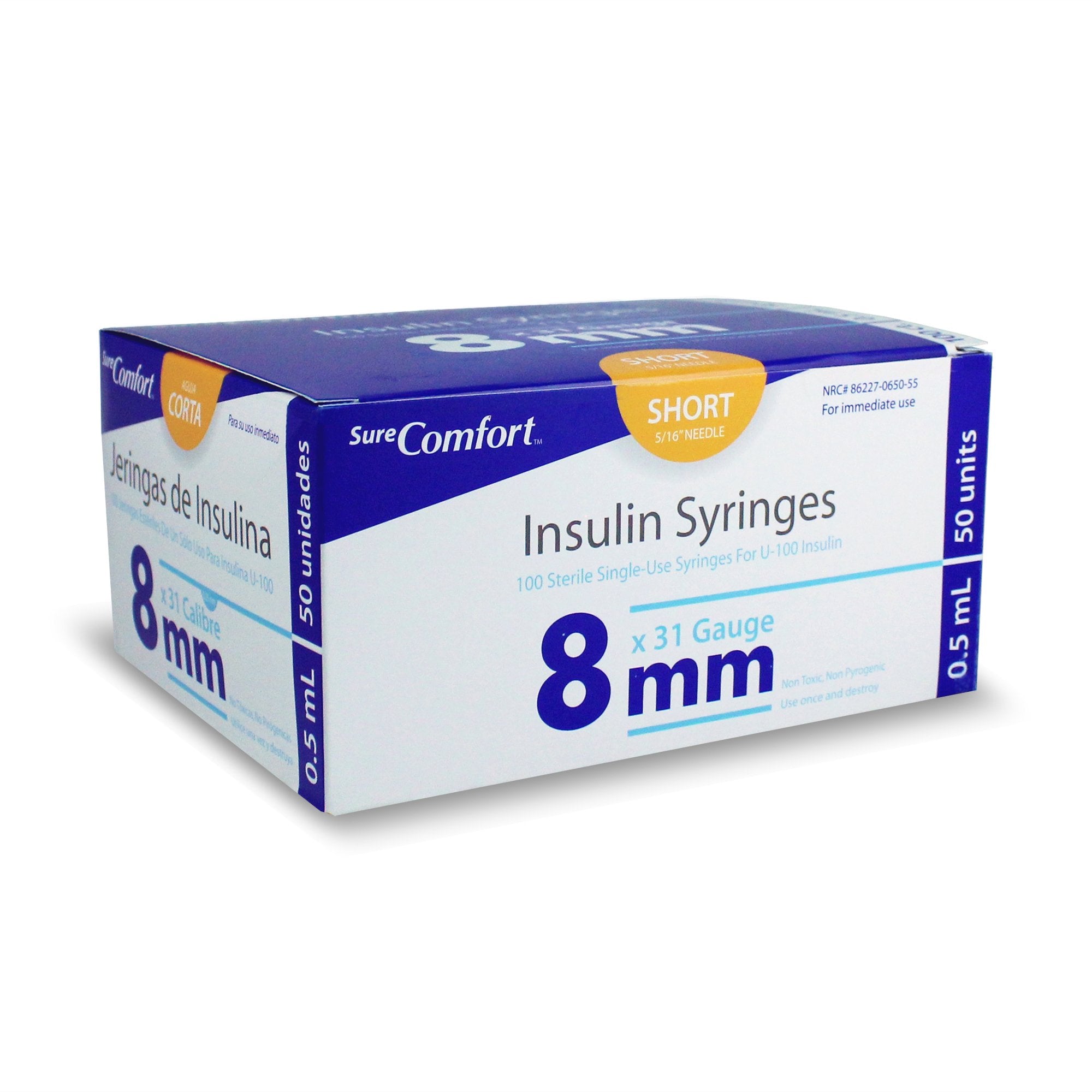 SureComfort™ Insulin Syringes, 1/2cc, 31G x 5/16"