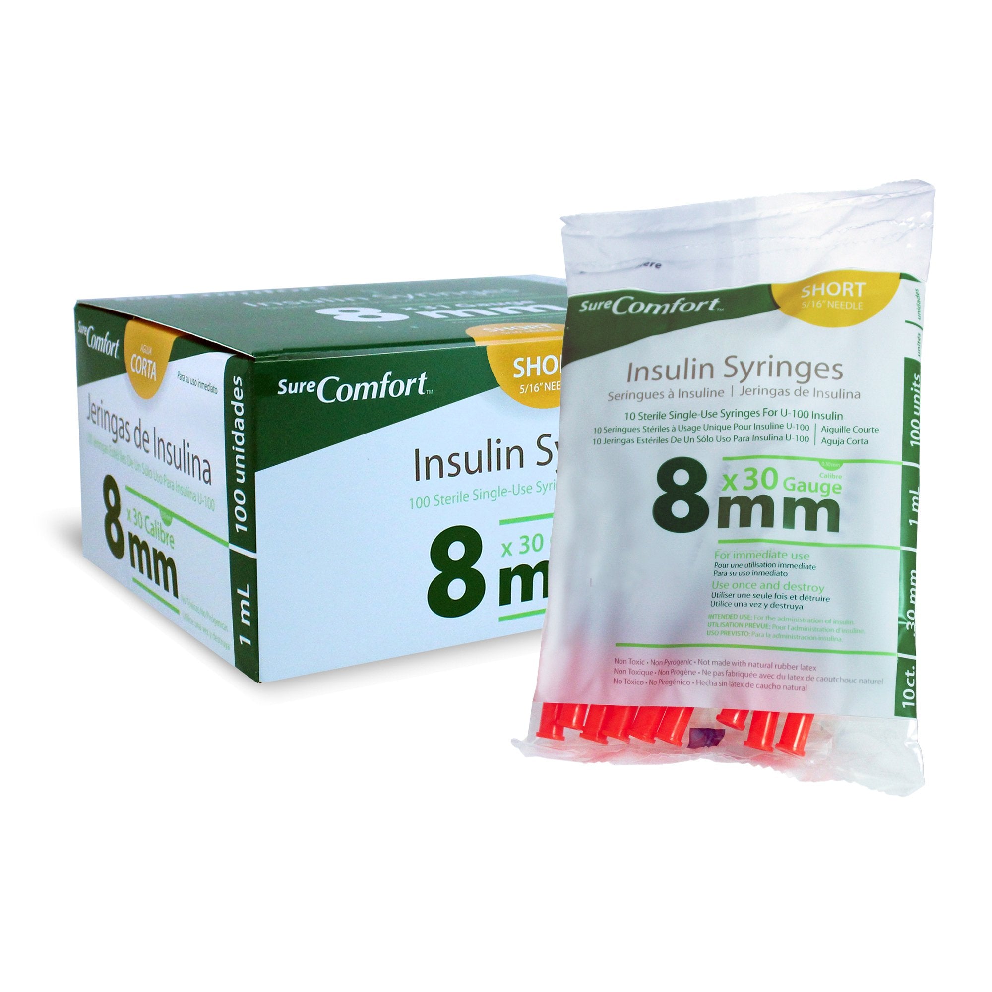 SureComfort™ Insulin Syringes, 1cc, 30G x 5/16"