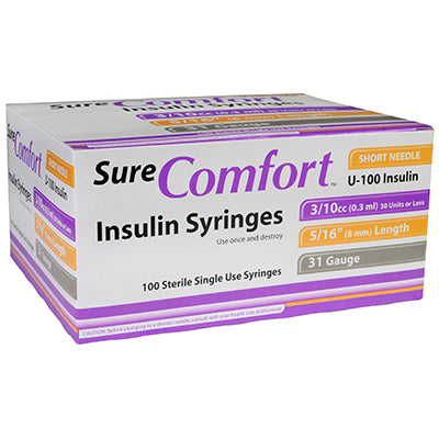 SureComfort™ Insulin Syringes, 3/10cc, 31G x 5/16" (S8490)