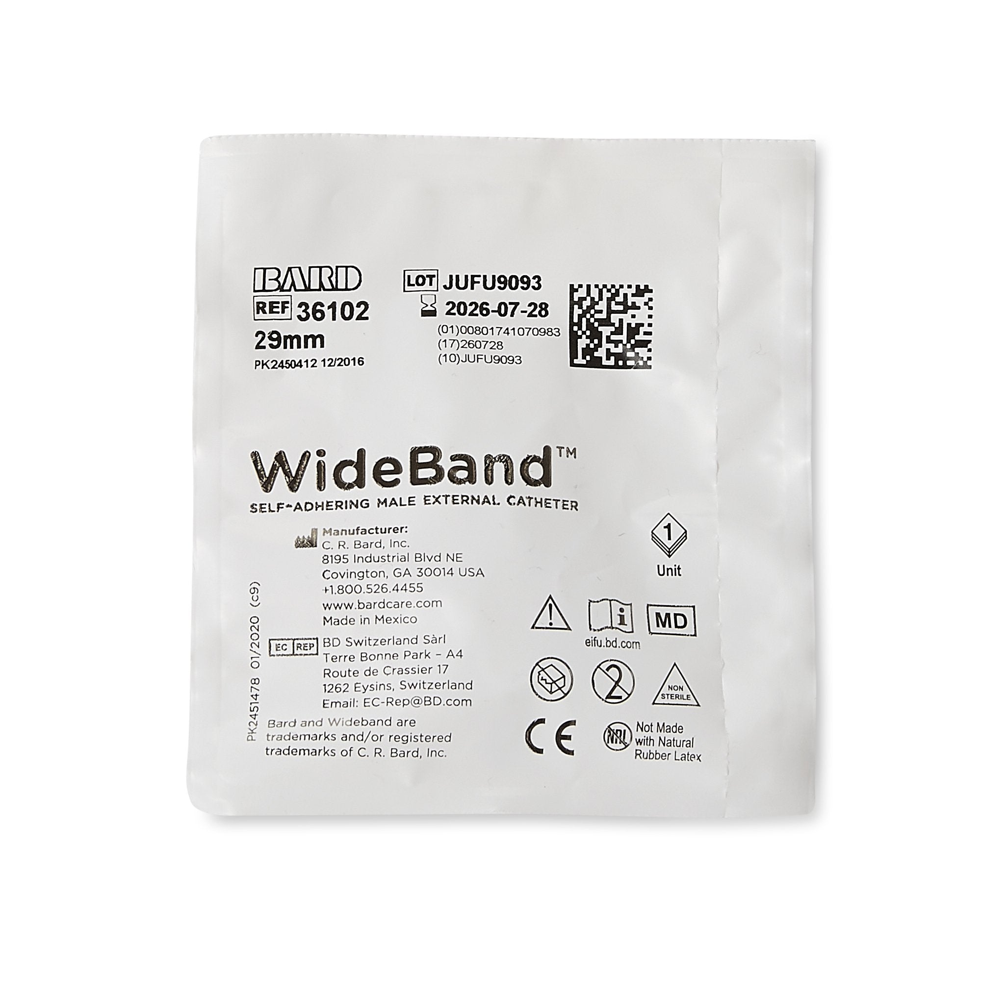 Wideband® Self-Adhering Male External Catheter, Medium, 29mm